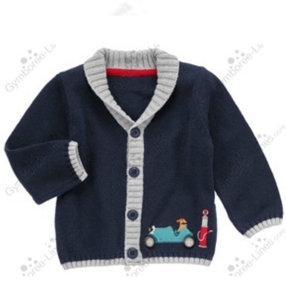Gymboree cars shawl collar cardigan